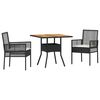 vidaXL Garten Essgruppe 3 stk. Schwarz Poly-Rattan