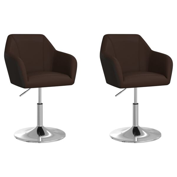 vidaXL Esszimmerst&uuml;hle 2 Stk. Braun Kunstleder