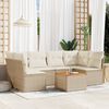 vidaXL 7-tlg. Garten-Sofagarnitur mit Kissen Beige Poly Rattan