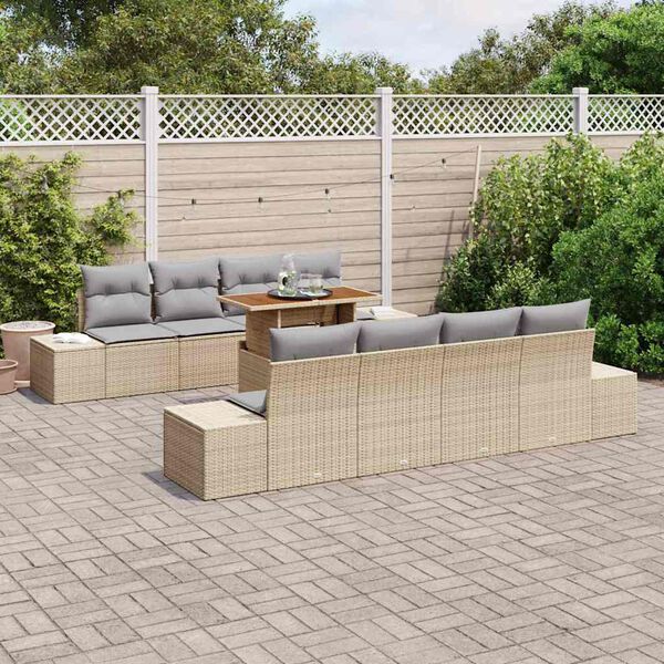 vidaXL Garten Essgruppe mit Kissen 9 pcs Beige und Grau