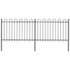 vidaXL Gartenzaun mit Rundbogen Stahl 337 x 120 cm Schwarz