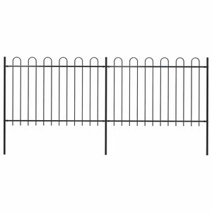 vidaXL Gartenzaun mit Rundbogen Stahl 337 x 120 cm Schwarz