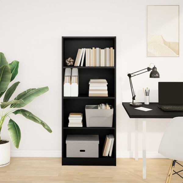 vidaXL Bücherregal Schwarz 60x24x143 cm Holzwerkstoff