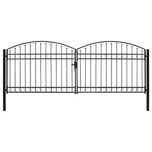 vidaXL Zauntor ASSEN Doppelt&uuml;r mit Bogenabschluss Stahl 400 x 150 cm