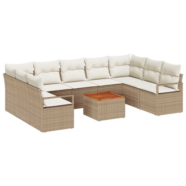 vidaXL Garten-Sofa-Set 10 pcs Beige und Wei&szlig;