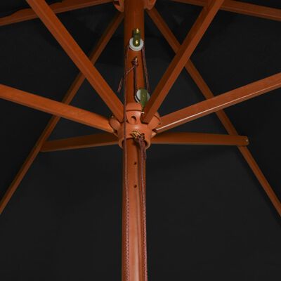 vidaXL Sonnenschirm mit Holzmast Schwarz 200x300 cm
