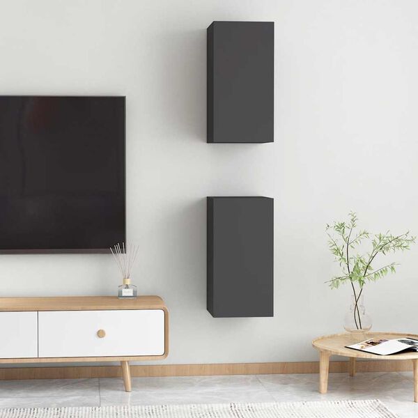 vidaXL TV-Schränke 2 Stk. Grau 30,5x30x60 cm Holzwerkstoff