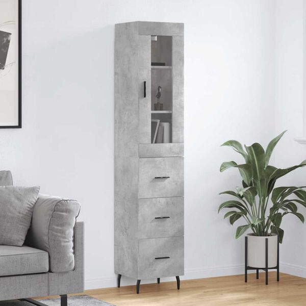 vidaXL Highboard Betongrau 34,5x34x180 cm Holzwerkstoff
