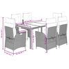 vidaXL 7-tlg. Garten-Essgruppe mit Kissen Schwarz Poly Rattan