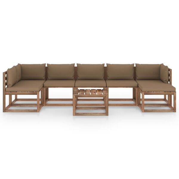 vidaXL 8-tlg. Garten-Lounge-Set mit Taupe Kissen