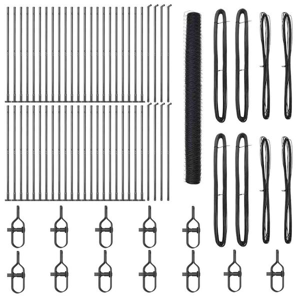 vidaXL Zaunpfosten Grau 100 x 1,5 m (36 mm Maschenweite) Stahl und PVC