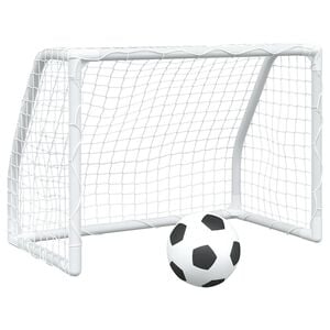 vidaXL Fu&szlig;balltore f&uuml;r Kinder 2 Stk. mit Ball Wei&szlig; 64x35x48 cm Metall