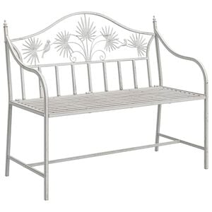 vidaXL Gartenbank Antik Wei&szlig; 104 x 52,5 x 89 cm Stahl