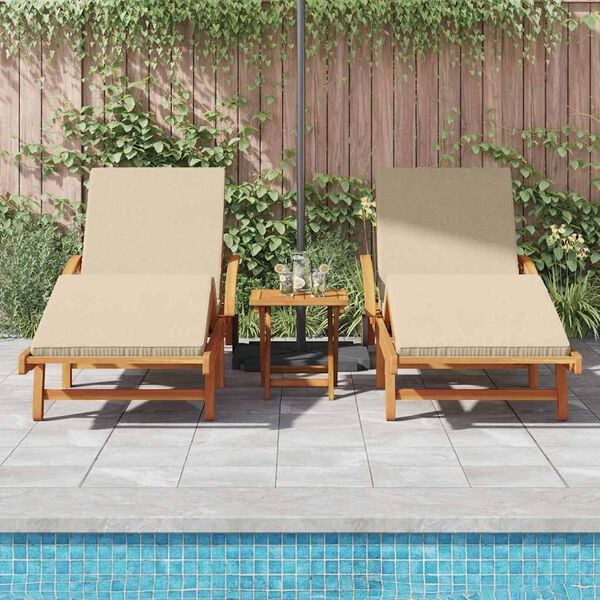 vidaXL Sonnenliege 2 pcs Beige 200 x 67 x 84 cm Massivholz Akazie