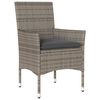 vidaXL 3-tlg. Bistro-Set mit Kissen Grau Poly Rattan und Glas