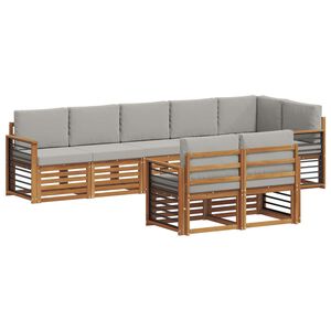vidaXL Outdoor-Sofagarnitur 8 stk. Nat&uuml;rlich und Hellgrau Polyester