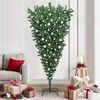 vidaXL Umgedrehter Kunst Weihnachtsbaum mit Kugelset Gr&uuml;n 210 cm PVC