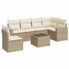 vidaXL 7-tlg. Garten-Sofagarnitur mit Kissen Beige Poly Rattan