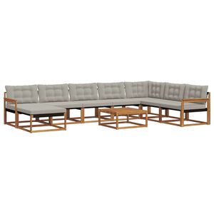 vidaXL Outdoor-Sofagarnitur mit Kissen 9 pcs Nat&uuml;rlich und Hellgrau