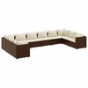 vidaXL 10-tlg. Garten-Lounge-Set mit Kissen Braun Poly Rattan