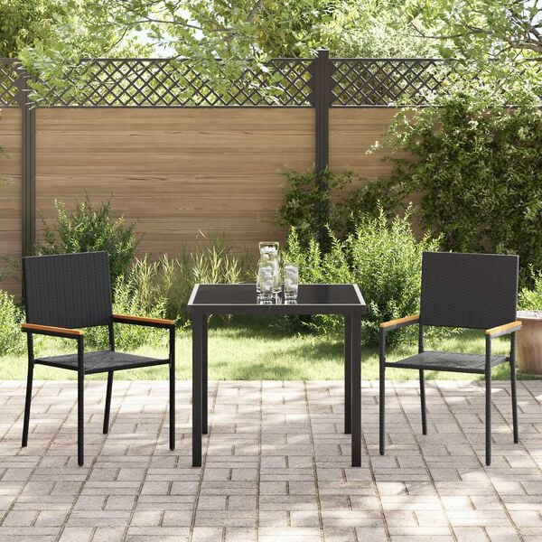 vidaXL Garten Essgruppe mit Kissen 3 pcs Schwarz Poly-Rattan
