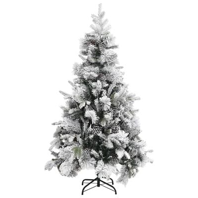 vidaXL Weihnachtsbaum mit Zapfen Beschneit 195 cm PVC & PE