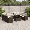 vidaXL 10-tlg. Garten-Sofagarnitur mit Kissen Braun Poly Rattan