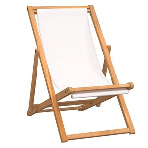 vidaXL Liegestuhl Teak 56x105x96 cm Creme