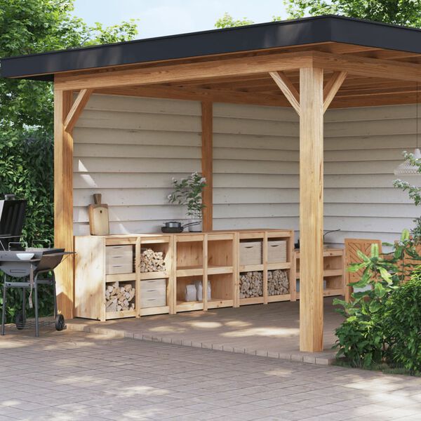 vidaXL Outdoor-K&uuml;chenschr&auml;nke 3 Stk. Massivholz Kiefer