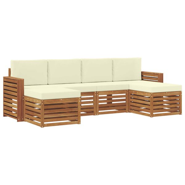 vidaXL Sofagarnituren 6 pcs Natur und Creme Massivholz Akazie