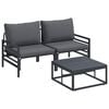 vidaXL Gartensofa-set 3 Stk. Schwarz Stahl