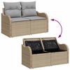 vidaXL Garten-Sofa-Set mit Kissen mit Kissen 5 pcs Beige Poly Rattan