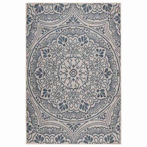 vidaXL Outdoor-Teppich Flachgewebe 160x230 cm Blaues Muster