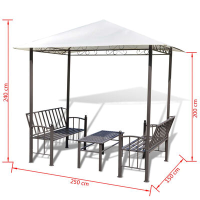 vidaXL Gartenpavillon mit Tisch und Bank 2,5x1,5x2,4 m