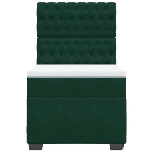 vidaXL Boxspringbett mit Matratze Dunkelgr&uuml;n 90x190 cm Samt