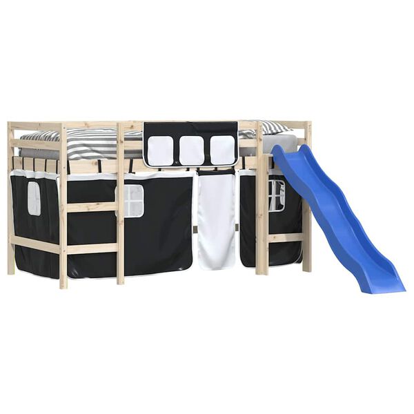 vidaXL Vorh&auml;nge f&uuml;r Hochbett Wei&szlig; und Schwarz Polyester