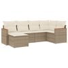 vidaXL 6-tlg. Garten-Sofagarnitur mit Kissen Beige Poly Rattan