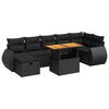 vidaXL 5tlg. Garten-Sofagarnitur mit Kissen Schwarz Poly Rattan Akazie