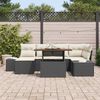 vidaXL Garten-Sofa-Set mit Speicher 7 pcs Schwarz Poly Rattan