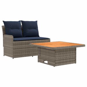 vidaXL Garten Armlehnen Sofa mit Klapptisch 2 St&uuml;ck PE-Rattan