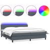 vidaXL Boxspringbett mit Matratze & LED Dunkelgrau 200x210 cm Samt