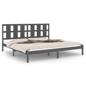 vidaXL Massivholzbett Grau Kiefer 200x200 cm