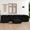 vidaXL 7-tlg. Garten-Lounge-Set mit Kissen Poly Rattan Schwarz