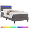 vidaXL Boxspringbett mit Matratze Grau 90 x 200 cm Kunstleder