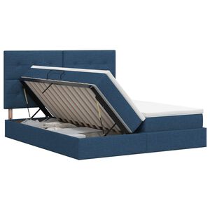 vidaXL Aufbewahrungsbett mit Kopfteil Blau 200 x 200 cm Stoff