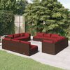 vidaXL 12-tlg. Garten-Lounge-Set mit Kissen Poly Rattan Braun