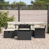 vidaXL Garten-Sofa-Set mit Kissen 7 pcs Schwarz Poly Rattan