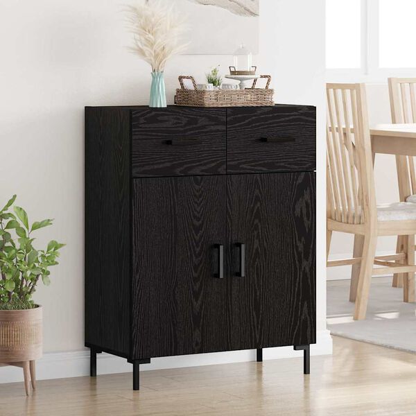 vidaXL Sideboard Schwarz Eichen-Optik 69,5 x 34 x 90 cm Holzwerkstoff