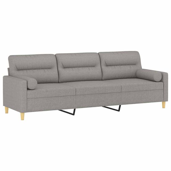 vidaXL 3-Sitzer-Sofa mit Kissen Hellgrau 210 cm Stoff