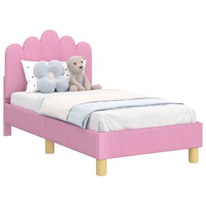 vidaXL Kinderbettgestell mit Kopfteil Rosa 70 x 140 cm Stoff